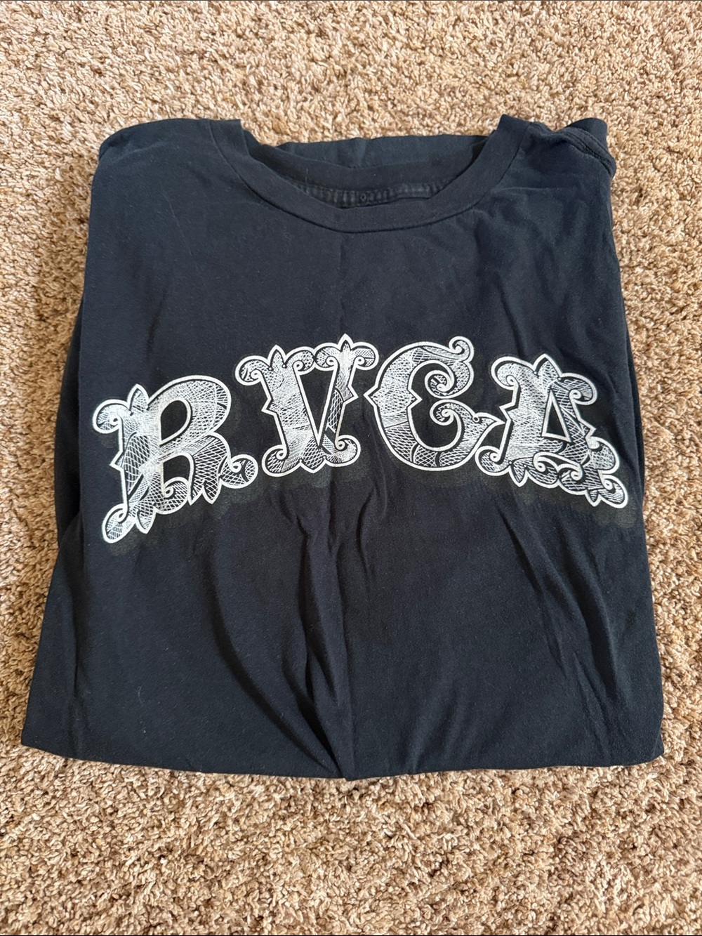 RVCA Black Graphic Tee with White Lettering